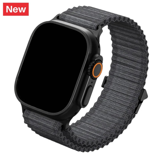 cinturino in nylon con design tubolare di colore nero per apple watch