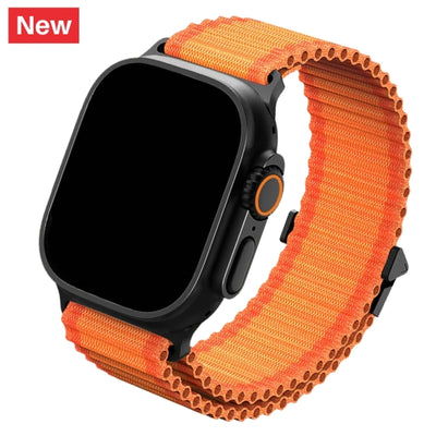 cinturino in nylon tubolare arancione per apple watch nero