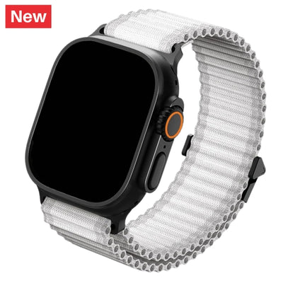 cinturino in nylon con design tubolare di colore grigio stella per apple watch nero