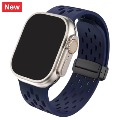 Cinturino Apple Watch in silicone a fori blu notte con chiusura magnetica
