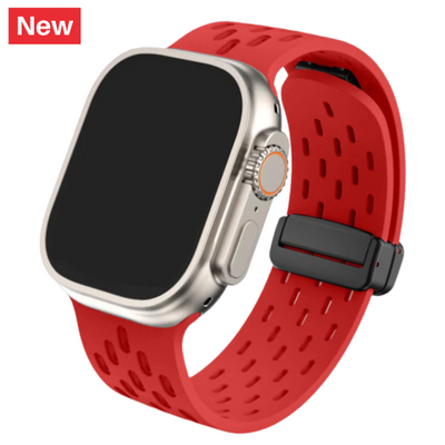 Cinturino Apple Watch in silicone a fori rosso con chiusura magnetica